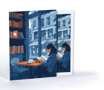 Kahve ve Kitap, Özel Tasarım Kılıflı A4 Poster