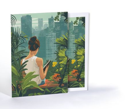Şehir Manzarasında Okuma, Özel Tasarım Kılıflı A4 Poster