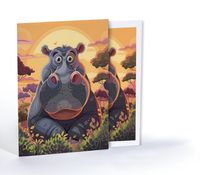 Güneşte Isınan Hippo, Özel Tasarım Kılıflı A4 Poster