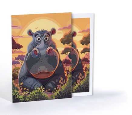 Güneşte Isınan Hippo, Özel Tasarım Kılıflı A4 Poster