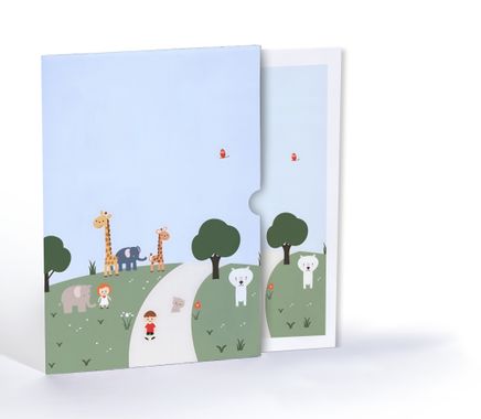 Çocuklar ve Sevimli Hayvanlar, Özel Tasarım Kılıflı A4 Poster