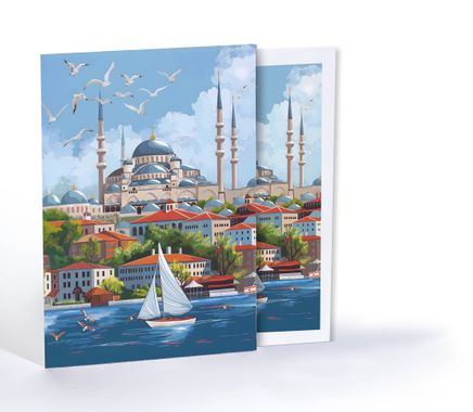 Denizle Kucaklaşan Şehir, Özel Tasarım Kılıflı A4 Poster