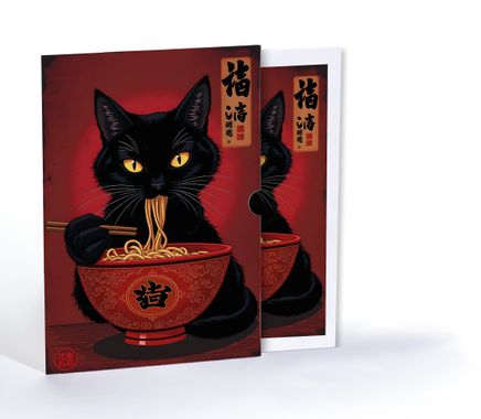 Havalı Noodle Kedi, A4 Poster (GGK-PK076)
