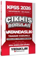 2026 KPSS Ortaöğretim Ön Lisans Genel Kültür Vatandaşlık Tamamı Çözümlü Çıkmış Sorular(2024 Soruları Dahil)