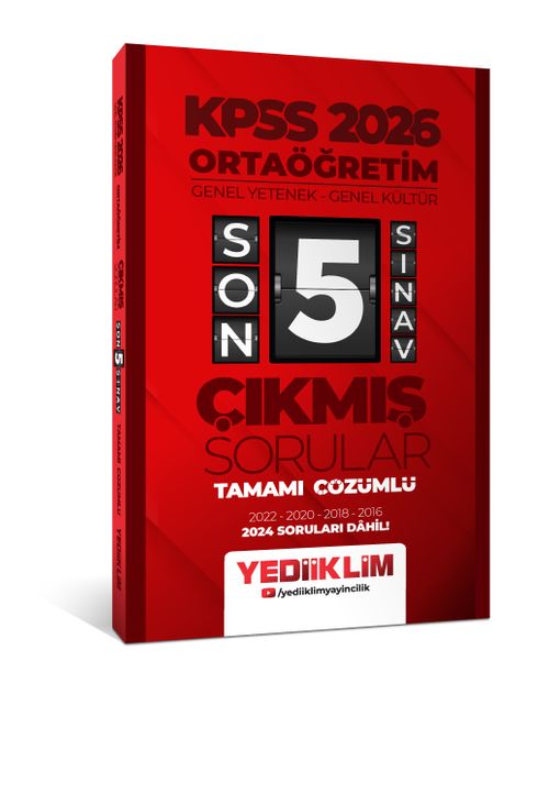 2026 Ortaöğretim Genel Yetenek - Genel Kültür Tamamı Çözümlü Son 5 Sınav Çıkmış Sorular (2024 Soruları Dahil)
