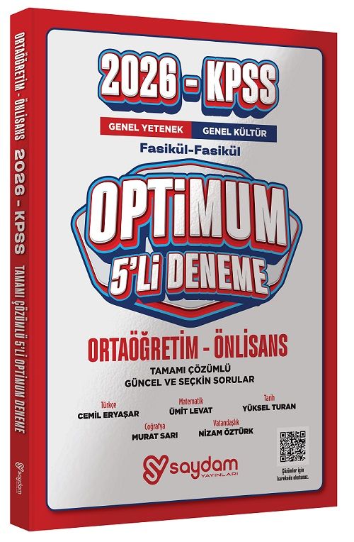 2026 KPSS Lise Ortaöğretim Ön Lisans Optimum 5 Deneme Fasikül Çözümlü