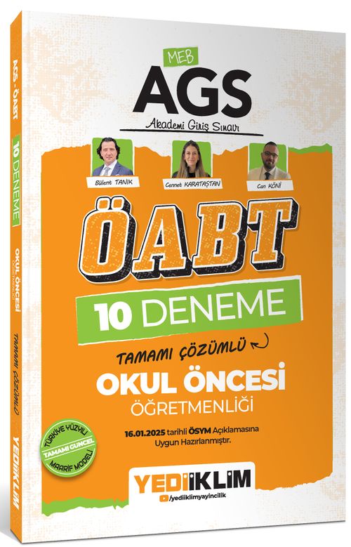 2025 MEB AGS ÖABT Okul Öncesi Öğretmenliği Tamamı Çözümlü 10 Deneme