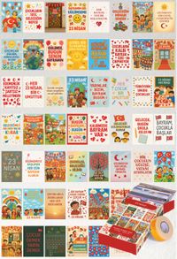 23 Nisan Temalı 54 Adet Duvar Poster Seti Oda Dekoru