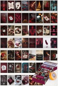 Bordo Temalı 54 Adet Duvar Poster Seti Oda Dekoru