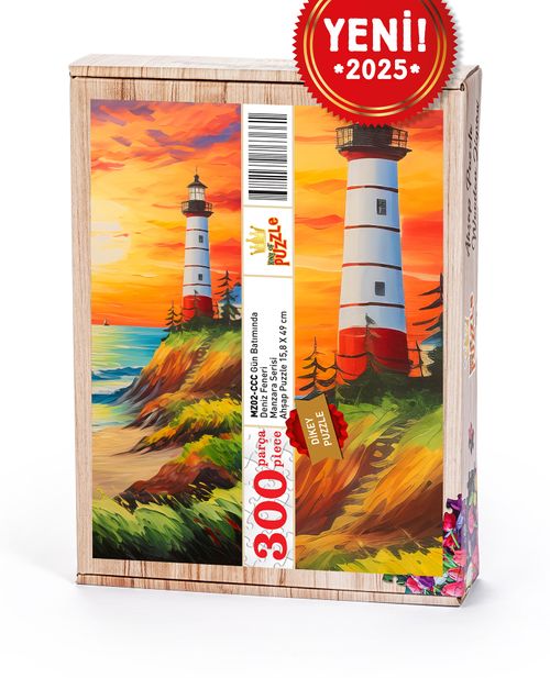 Gün Batımında Deniz Feneri Ahşap Puzzle 300 Parça ( MZ02-CCC