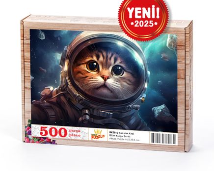 Astronot Kedi Ahşap Puzzle 500 Parça ( BK08-D )
