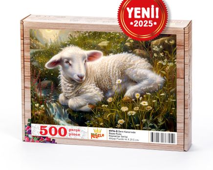 Dere Kenarında Beyaz Kuzu Ahşap Puzzle 500 Parça ( HV76-D )