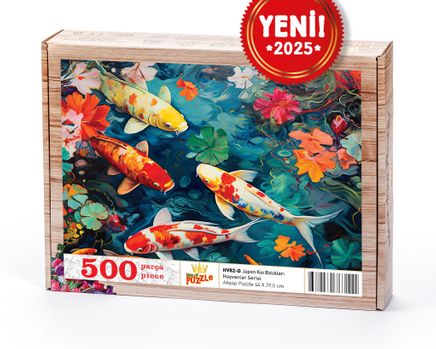 Japon Koi Balıkları Ahşap Puzzle 500 Parça ( HV82-D )