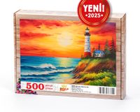 Gün Batımında Deniz Feneri Ahşap Puzzle 500 Parça ( MZ74-D )