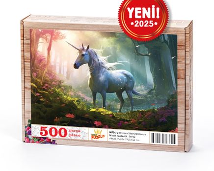 Unicorn Sihirli Ormanda Ahşap Puzzle 500 Parça ( MF34-D )