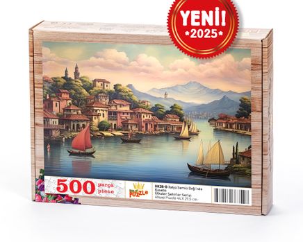 İtalya Sernio Dağı'nda Kasaba Ahşap Puzzle 500 Parça ( UK28-D )