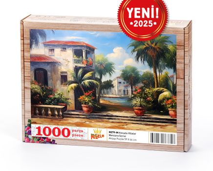 Havuzlu Villalar Ahşap Puzzle 1000 Parça ( MZ79-M )