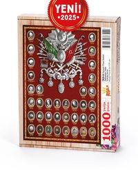 Osmanlı Cihan Devleti Padişahlar Tablo Ahşap Puzzle 1000 Parça ( TR25-M )