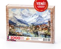 İtalyan Alplerinde Kasaba Ahşap Puzzle 1000 Parça ( UK23-M )