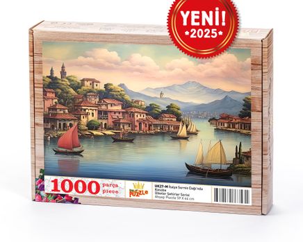 İtalya Sernio Dağı'nda Kasaba Ahşap Puzzle 1000 Parça ( UK27-M )