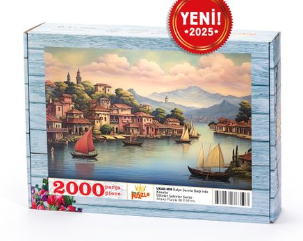 İtalya Sernio Dağı'nda Kasaba Ahşap Puzzle  2000 Parça ( UK60-MM )