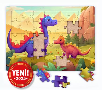 Renkli Dinozorlar Ahşap Puzzle 35 Parça ( XXXV-59 )