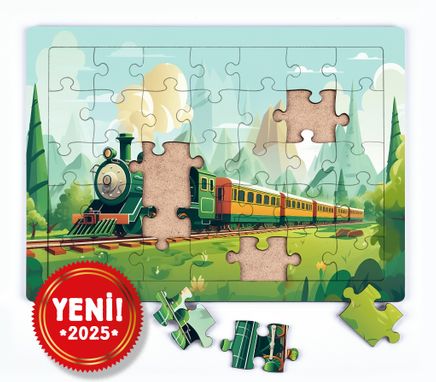 Yeşil Tren Ahşap Puzzle 35 Parça ( XXXV-60 )