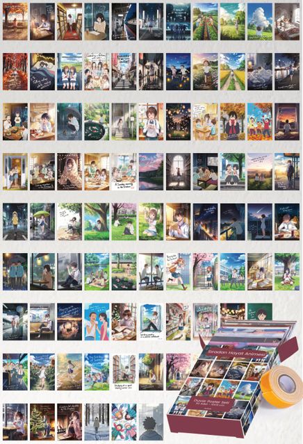 Sıradan Hayat Animesi 90 Adet Duvar Poster Seti Oda Dekoru (Paspartulu)