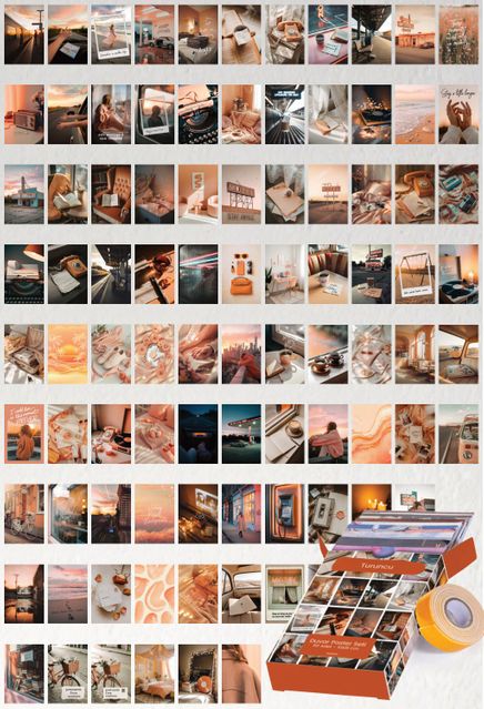 Turuncu 90 Adet Duvar Poster Seti Oda Dekoru