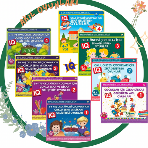 3-4-5-6-7 Yaş ve Üzeri Çocuklar İçin IQ Zeka Geliştiren Akıl Oyunları (8 Kitap Takım)