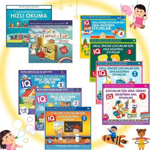 4-10 Yaş ve Üstü Çocuklar İçin IQ Zeka Geliştiren Oyunlar  (9 Kitap)