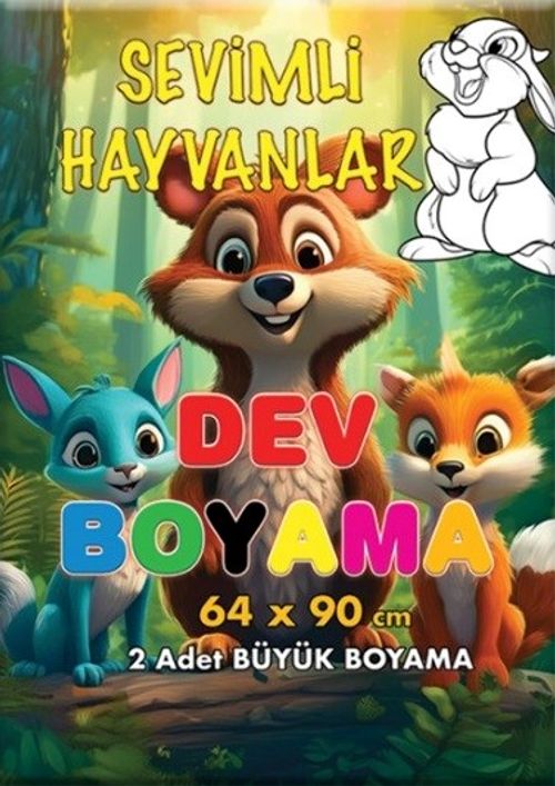Sevimli Hayvanlar Dev Boyama 64 x 90 Cm 2 Adet Dev Boyama Posteri