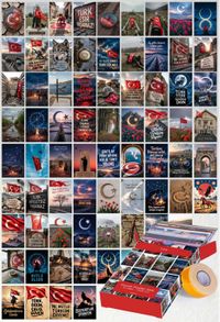 Türk 72 Adet Duvar Poster Seti Oda Dekoru