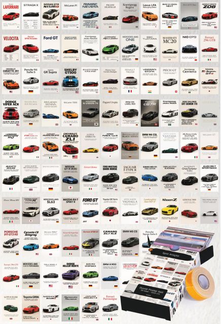 Spor Araçlar 99 Adet Duvar Poster Seti Oda Dekoru
