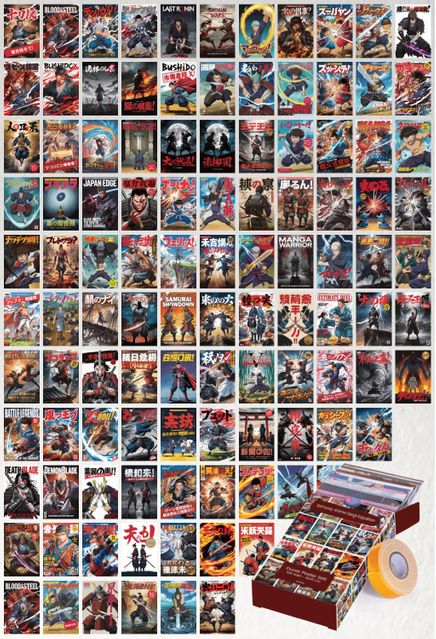 Samuray Anime Dergi Kapakları 108 Adet Duvar Poster Seti Oda Dekoru