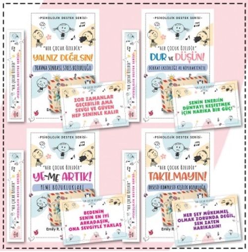 Çocuklar İçin Psikoloik Destek Serisi 4  Kitap - Ayraç ve Kartpostallı Özel Set -1