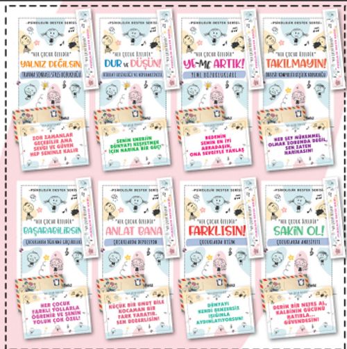 Çocuklar İçin Psikoloik Destek Serisi 8  Kitap - Ayraç ve Kartpostallı Özel Set