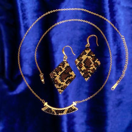 Leopar Küpe ve Kolye Takımı (Miyuki 501)