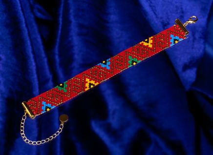 Etnik Desen Kırmızı Bileklik (Miyuki 515)