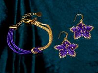 Mor Çiçekli Küpe, Bileklik Takım (Miyuki 516)