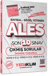 ALES Master Serisi Sayısal - Sözel Yetenek Tamamı Çözümlü Son 10 Sınav Çıkmış Sorular (13 Nisan 2025 Ales-1 Ekli)