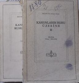 Kanunların Ruhu Üzerine 2 Cilt (2-D-63)