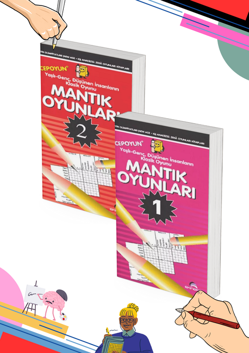 7 'den 77'e Genç, Yaş Almış Düşünen Tüm İnsanlar İçin Akıl Dolu Iq Geliştiren Mantık Oyunları (2 Kitap, Cep Boy)