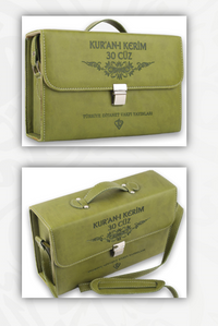 Kuranı Kerim Orta Boy  30 Cüz Yeşil Çanta Kare Kodlu