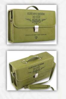 Kuranı Kerim Orta Boy  30 Cüz Yeşil Çanta Kare Kodlu