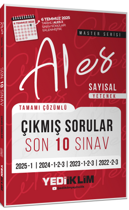 ALES Master Serisi Sayısal Yetenek Tamamı Çözümlü Son 10 Sınav Çıkmış Sorular (6 Temmuz 2025 Ales-2 Ekli)