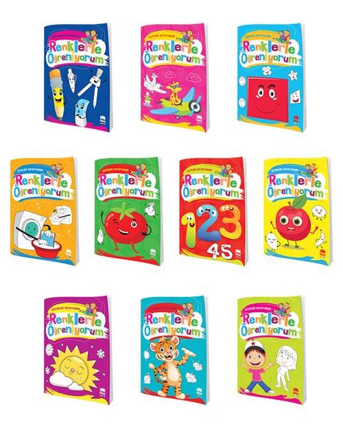 Renklerle Öğreniyorum Boyama Seti (Renkli Örnekli 10 Kitap)
