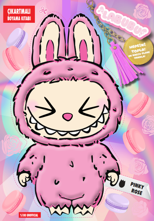Labubu Pinky Rose Çılgın Koleksiyon Çıkartmalı Boyama Kitabı