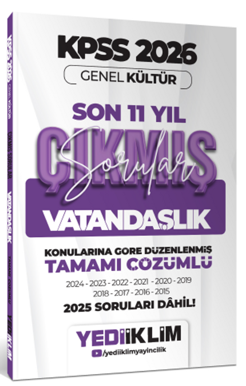 2026 KPSS Genel Kültür Vatandaşlık Konularına Göre Tamamı Çözümlü Son 11 Yıl Çıkmış Sorular