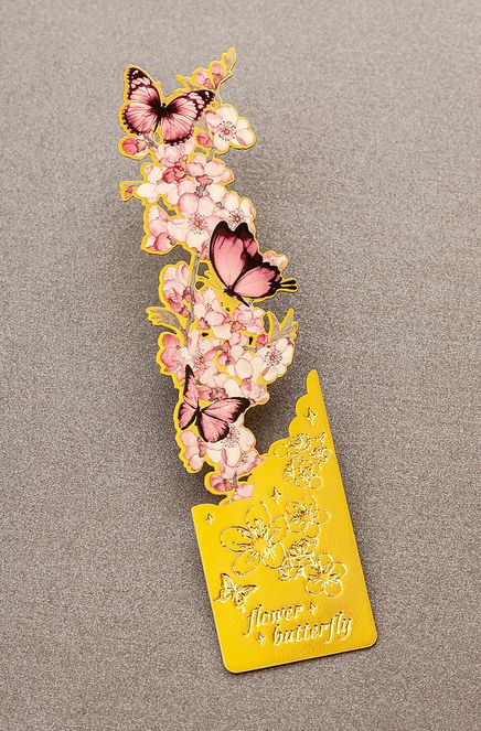 Metal Kitap Ayracı - Pembe Kelebek Desenli (MA06)